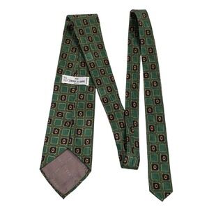 CERRUTI‎ 1881 Silk Necktie Green Chain Pattern Made in France Mens Luxury